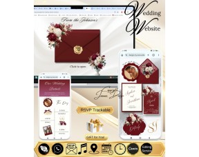 Burgundy Wedding Invitation Website, (217w) Burgundy Wedding Invitation Website, (217w)